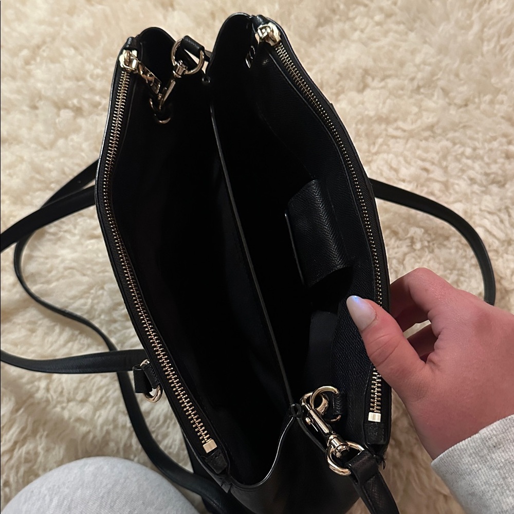 Coach Midnight Black Leather Satchel - Picture 5 of 7